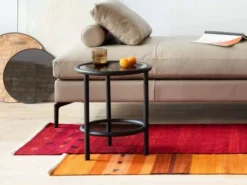 TUBULAR END TABLE -Cheap Chairs Shop black round end table with leather daybed COMPRESSED 700x525 1