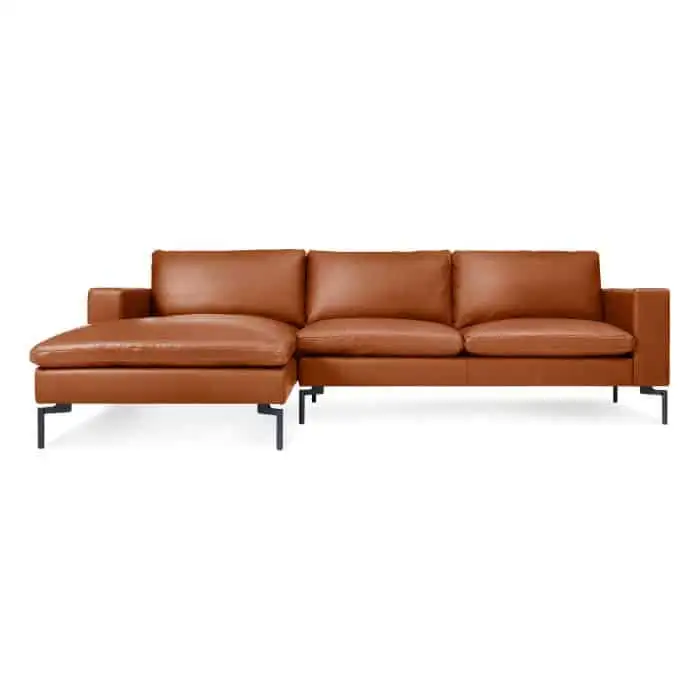 NEW STANDARD LEATHER SOFA W/ CHAISE 1 NEW STANDARD LEATHER SOFA W/ CHAISE